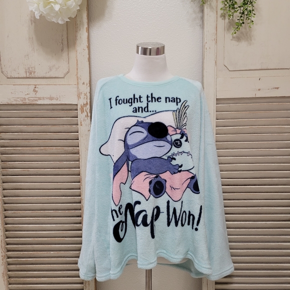 Disney Stich fleece pajama top women's 3X, I fought the nap and.. the nap won! - Picture 1 of 10